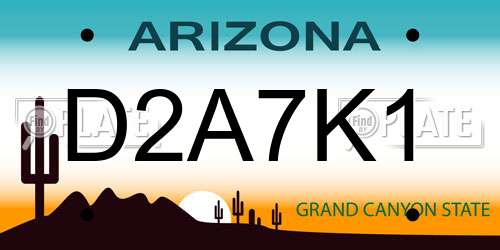 D2A7K1 Arizona License Plate