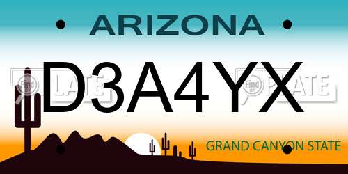 D3A4YX Arizona License Plate