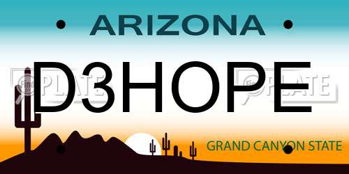 D3HOPE Arizona License Plate