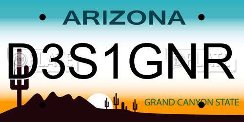 D3S1GNR Arizona License Plate