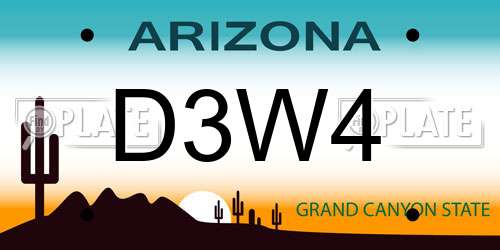 D3W4 Arizona License Plate