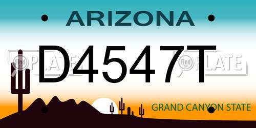 D4547T Arizona License Plate