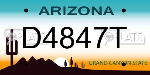 D4847T Arizona License Plate