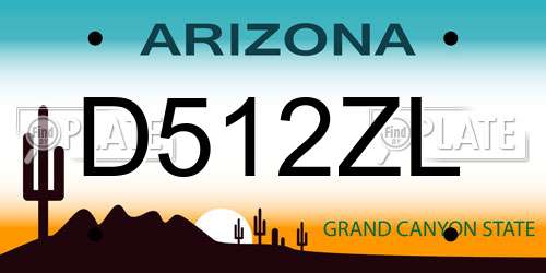 D512ZL Arizona License Plate