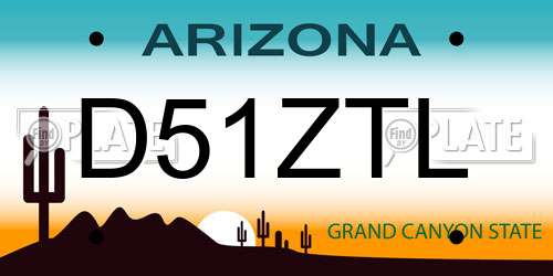 D51ZTL Arizona License Plate