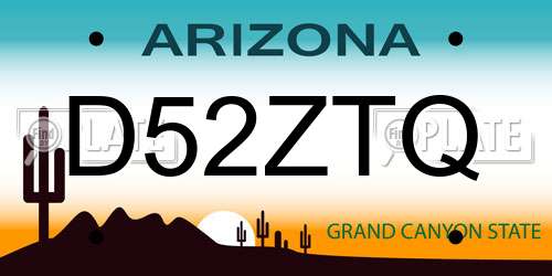 D52ZTQ Arizona License Plate