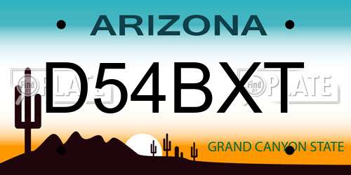 D54BXT Arizona License Plate