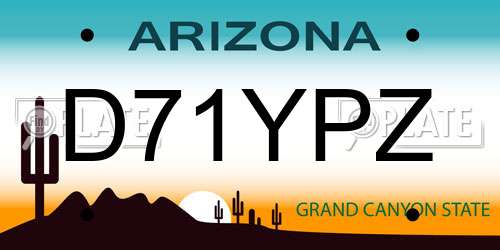 D71YPZ Arizona License Plate