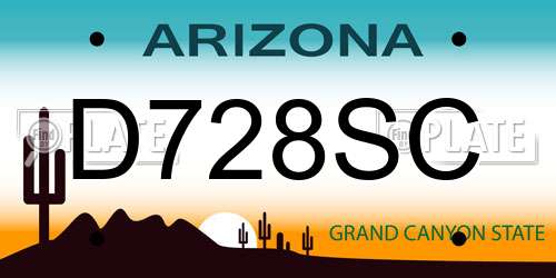 D728SC Arizona License Plate
