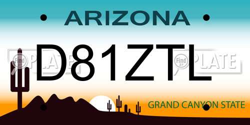 D81ZTL Arizona License Plate