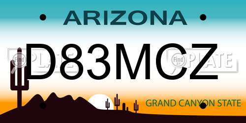 D83MCZ Arizona License Plate