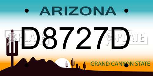 D8727D Arizona License Plate