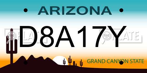 D8A17Y Arizona License Plate
