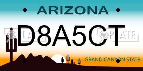 D8A5CT Arizona License Plate