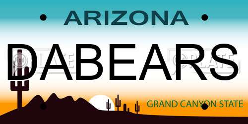 DABEARS Arizona License Plate