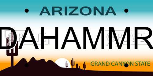 DAHAMMR Arizona License Plate