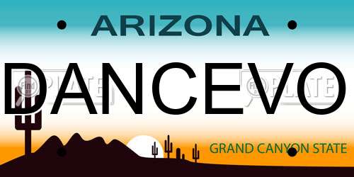 DANCEVO Arizona License Plate