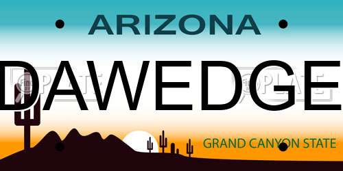 DAWEDGE Arizona License Plate