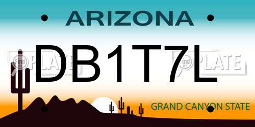 DB1T7L Arizona License Plate