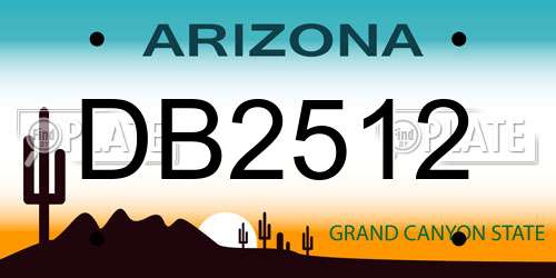DB2512 Arizona License Plate