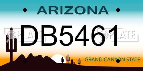 DB5461 Arizona License Plate