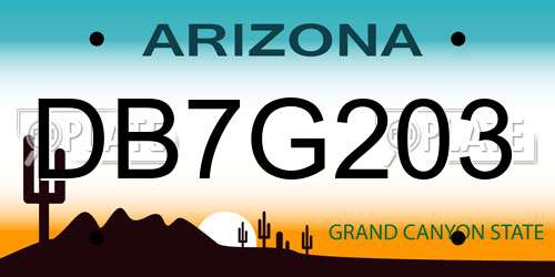DB7G203 Arizona License Plate
