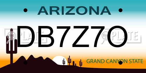 DB7Z7O Arizona License Plate
