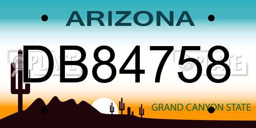 DB84758 Arizona License Plate