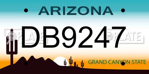 DB9247 Arizona License Plate