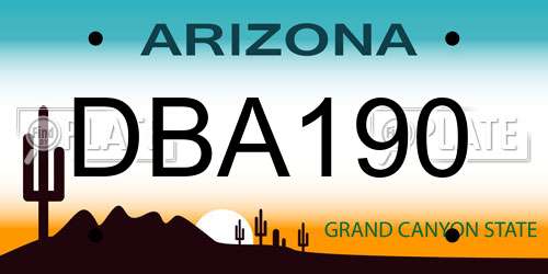 DBA190 Arizona License Plate