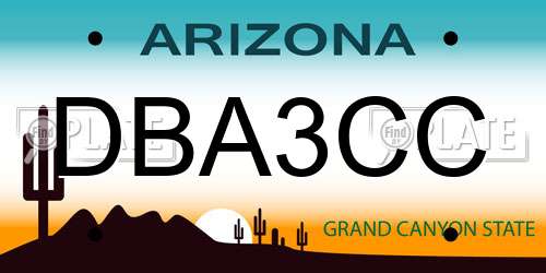 DBA3CC Arizona License Plate