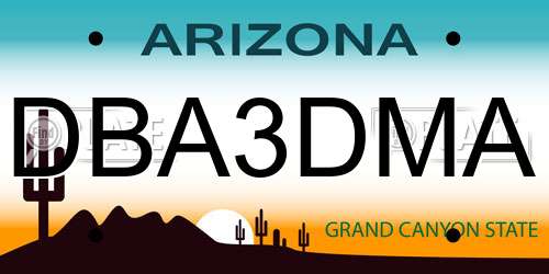 DBA3DMA Arizona License Plate