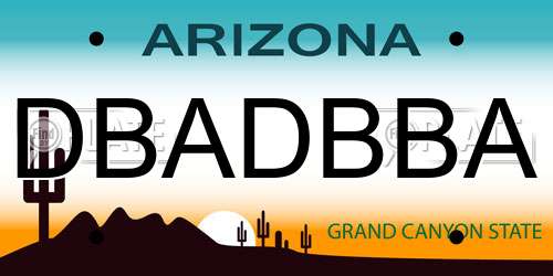 DBADBBA Arizona License Plate