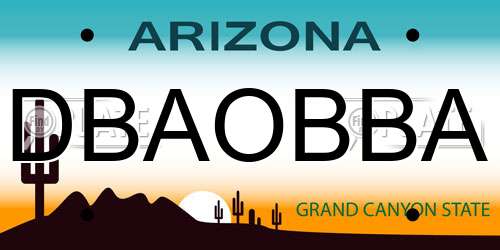 DBAOBBA Arizona License Plate