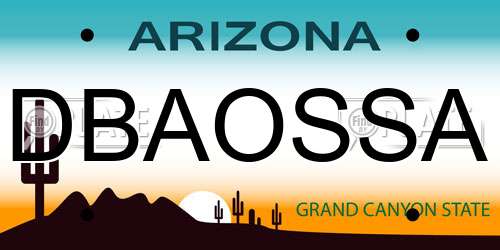 DBAOSSA Arizona License Plate
