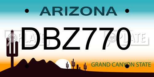DBZ770 Arizona License Plate