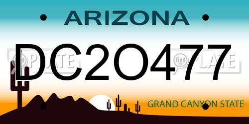 DC2O477 Arizona License Plate