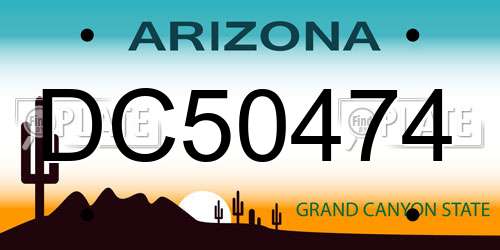 DC50474 Arizona License Plate