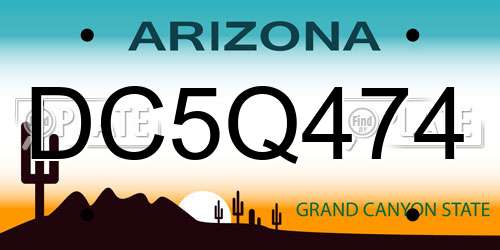 DC5Q474 Arizona License Plate