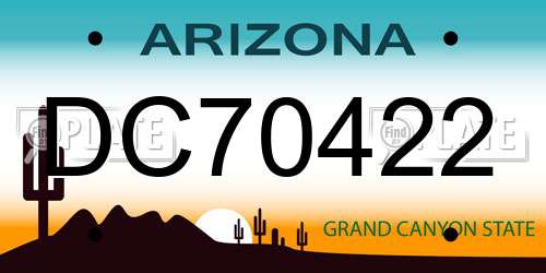 DC70422 Arizona License Plate