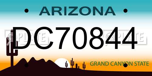 DC70844 Arizona License Plate