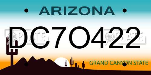 DC7O422 Arizona License Plate