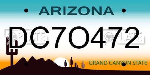 DC7O472 Arizona License Plate