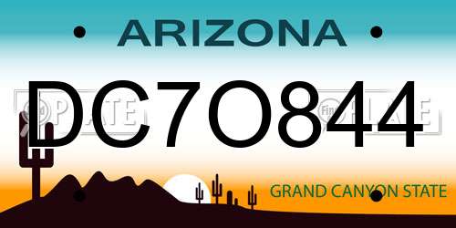DC7O844 Arizona License Plate