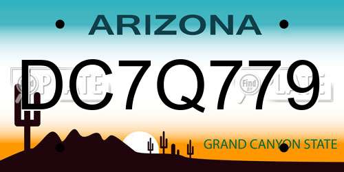 DC7Q779 Arizona License Plate