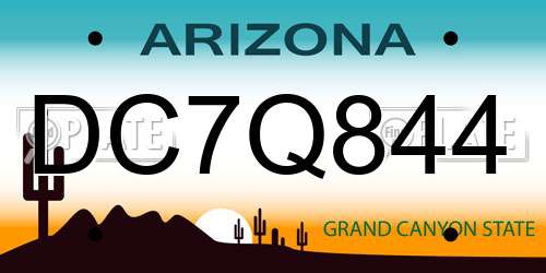 DC7Q844 Arizona License Plate