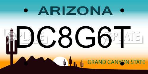 DC8G6T Arizona License Plate