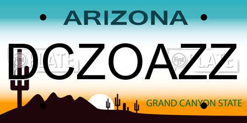 DCZOAZZ Arizona License Plate