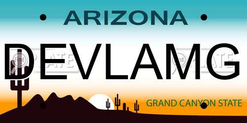 DEVLAMG Arizona License Plate