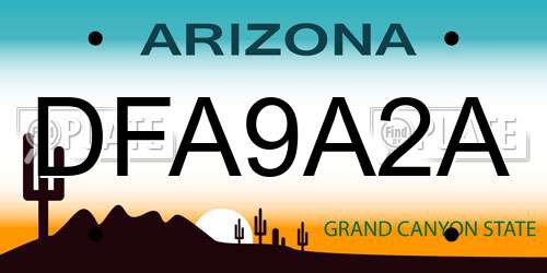 DFA9A2A Arizona License Plate